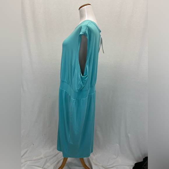 NWT Athleta Turquoise Gulf Green Jersey Knit Sleeveless Santorini Cinch Dress 3X - Picture 4 of 7